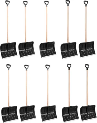 Produktbild von 10 x Schneeschieber schwarz 45cm breit Schneeschaufel Holzstiel ergonomisch