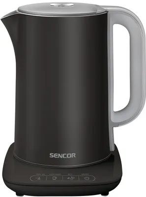 Obrázek produktu pro SENCOR SWK 1592BK Dvoustěnná rychlovarná konvice s regulací teploty, vestavěný přehledný LED displej, objem 1,5 l, 2 150 W, udržování zvolené teploty vody