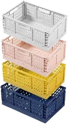 Produktbild von PromoHome® Faltbare Aufbewahrungsboxen Set – 4 Stück, bunt und stapelbar für Küche und Bad