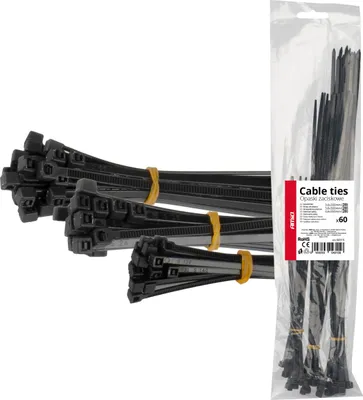 Produktbild von Schwarze Kabelbinder Set 60 Stück lang robust AMiO 04315