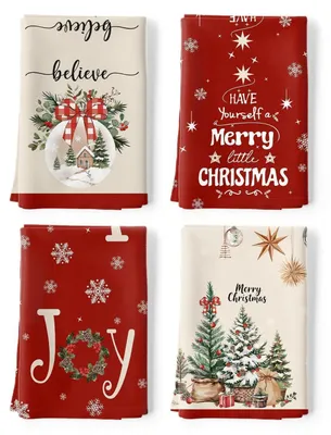 Immagine prodotto di Strofinacci natalizi, 100% cotone, set da 4, 48 x 70 cm