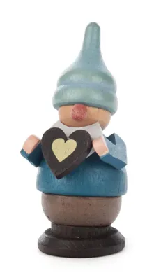 Zdjęcie produktu dla Miniaturowa figurka krasnoluda z sercem, szer. x wys. x gł. 3 x 5,5 x 2 cm, NOWA