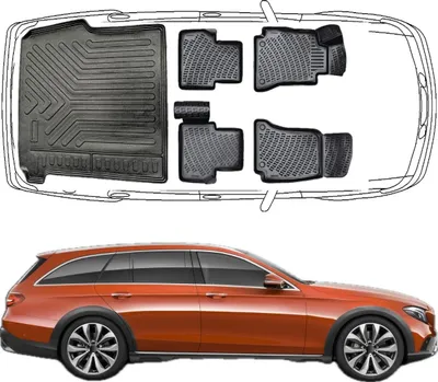 Produktbild von Trimak Passgenau 3D Auto Fußmatten & Kofferraumwanne Set Kompatibel mit Mercedes E-Klasse T Model S213 2016-2023