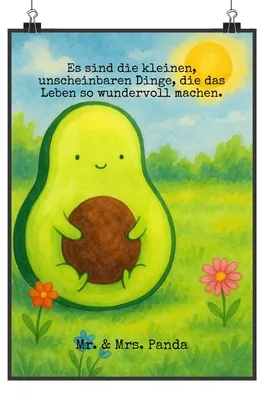Produktbild von Mr. & Mrs. Panda Bild Avocado Kern Design DIN A3 - Weiß - Geschenk, Liebe, Plakat, Deko, drucke, Designposter, Frucht, wanddeko, Baby, Pflanze