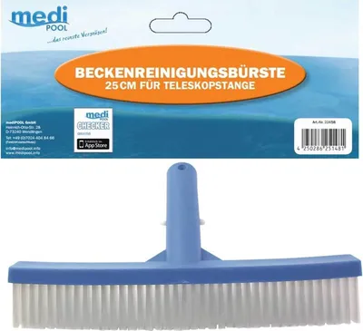 Produktbild von mediPOOL Wand- und Bodenbürste 25 cm, Beckenbürste, Poolbürste, Reinigungsbürste, Wandbürste