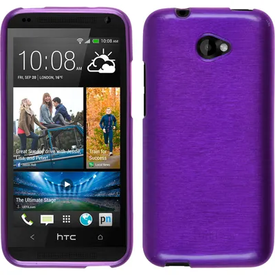 Produktbild von PhoneNatic Case kompatibel mit HTC Desire 601 - lila Silikon Hülle brushed + 2 Schutzfolien