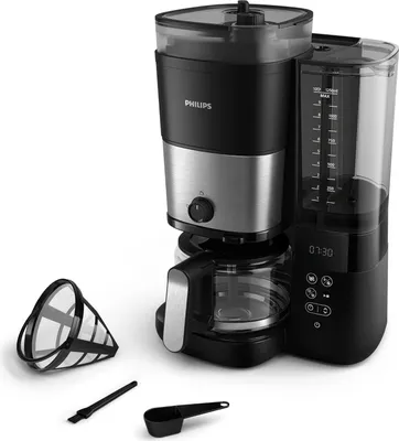 Zdjęcie produktu dla Philips All-in-1 Brew HD7900 Ekspres do kawy z wbudowanym młynkiem, Przelewowy ekspres do kawy, 1,25 l, Ziarna kawy, Wbudowany młynek, 1000 W, Czarny, Srebrny