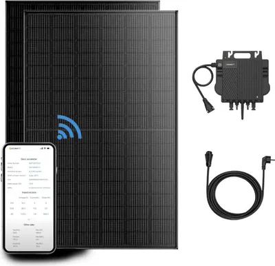 Produktbild von Growatt Balkonkraftwerk Komplettset 890W Solarmodule mit 800W Mikro-Wechselnchter und 5M AC Kabel