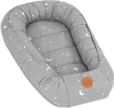 Produktbild von Babynest Kokon Neugeborene 90 x 50 cm - Handmade Kuschelnest Baby Nestchen aus Baumwolle Monde