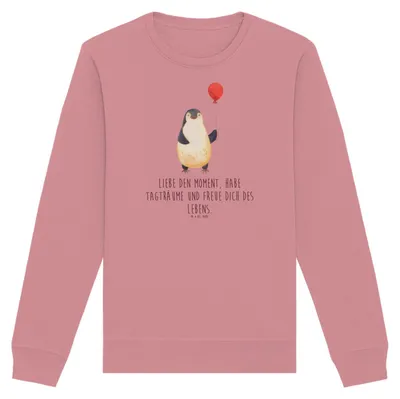 Produktbild von Mr. & Mrs. Panda Baumwoll Pullover Pinguin Luftballon Größe S - Canyon Pink - Geschenk, Sweatshirt, Freundin, Pulli, Glück, Liebe, Sweater, Geschenkidee, Pinguine