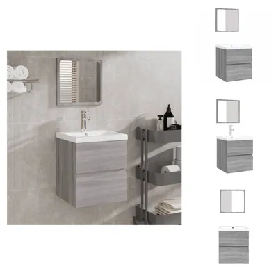 Immagine prodotto di vidaXL Mobiletto con lavabo e specchio grigio Sonoma - Mobili da bagno