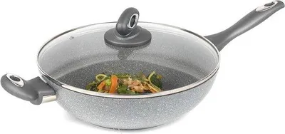 Produktbild von Famanu Wokpfanne 28 cm - Induktionsgeeignet, mit Antihaftbeschichtung und Bakelitgriff