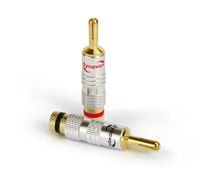 Produktbild von Dynavox 4 -Stück Bananen -Stecker -Set - Mit Erweiterbarem Tipp - Vergoldet - Rot/Schwarz