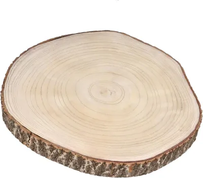 Productafbeelding van Houten schijf - Boomplak - Decoreren en knutselen - Natuurlijk met schors - 40-45 cm - Naturel