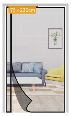 Image de Moustiquaire magnétique pour porte-fenêtre, dimensions 75x230 cm, sans perçage, en fibre de verre, couleur noire