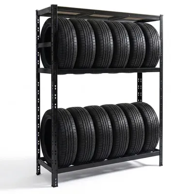 Immagine prodotto di Scaffale per pneumatici Relaxdays per 12 pneumatici, A x L x P 180 x 120 x 40 cm, 450 kg, acciaio, sistema a incastro, stoccaggio pneumatici in officina, nero