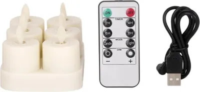 Image de INF Lot de 6 Bougies LED Rechargeables Sans Flamme avec Télécommande