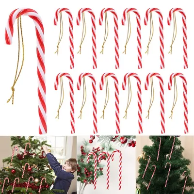 12 Zuckerstangen aus Kunststoff, Weihnachtsbaumschmuck, 11 cm