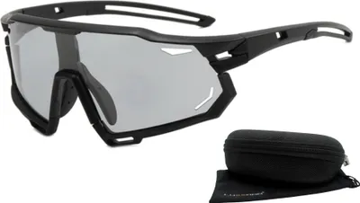 Produktbild von Radbrille Sportbrille Sonnenbrille Polarisiert Schwarz Groß Selbsttönend Photochromatisch Entspiegelt Brillenbeutel