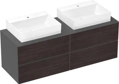 Image de hansgrohe Xevolos E Meuble sous-lavabo, 4 tiroirs, 2 découpes, 1570x550x555mm, pour plan de toilette avec 2 vasques à poser, 54201730