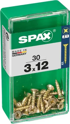 Image de 5 Boîte 30 Unités. Vis A Bois Spax Cab. Plat Yellox 3.0x12mm Spax