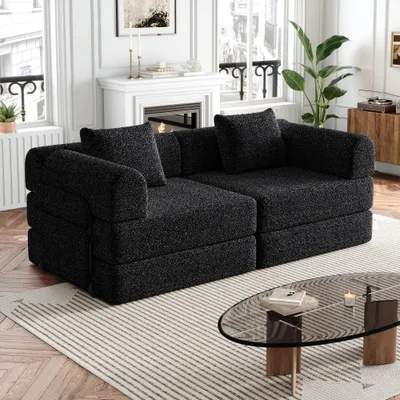 Zdjęcie produktu dla Łóżko tapczanowe - Łóżko składane - Łóżko gościnne - Sofa rozkładana - Krzesło z funkcją spania - Nowoczesny, szary materiał chenille