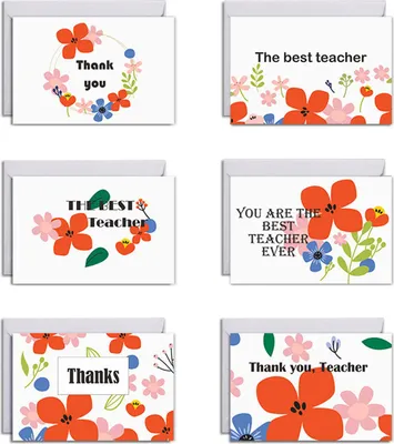 Produktbild von Geschenkkarten-Set zur Wertschätzung von Lehrern, Dankeskarte für Lehrer mit Umschlägen, Karte zum Lehrertag von Schülern und Kindern
