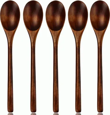 Produktbild von Holzlöffel Esslöffel, 5 Stück Japanischer Stil Küchenhelfer langer Griff