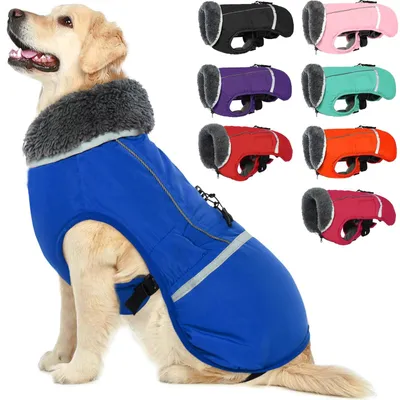 Produktbild von QBLEEV Hundewintermantel, warm, reflektierende Hundejacke, Rollkragen, wasserdic