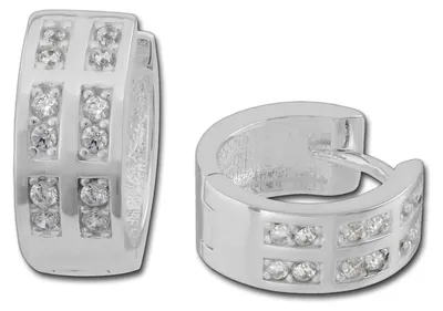 Immagine prodotto di Orecchini a cerchio da donna SilberDream, colore bianco, diametro 14 mm, con zirconi, in argento sterling 925, modello D3SDO381W