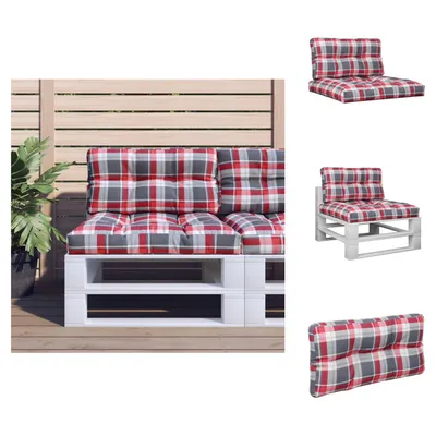 Image de vidaXL Coussin de palette 2 pcs. tissu rouge à carreaux - coussin de siège