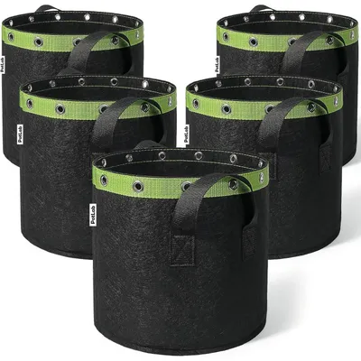 Produktbild von Pflanzsäcke 30l Vliesstoff mit Griffen 5 Stück D 36 x H 30 cm atmungsaktiv