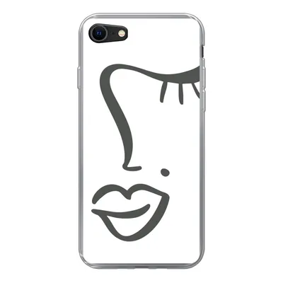 Produktbild von MuchoWow® Handyhülle Schutzhülle Hülle für iPhone SE 2020 Frau - Schwarz - Weiß - Abstrakt Silikon Softcase Handy Hülle - Kartenbesitzer