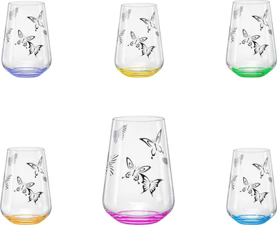 Produktbild von Longdrinks Bohemia Kristallglas  Butterfly, Mehrfarbig, 380 ml, 6er Set Saftgläser