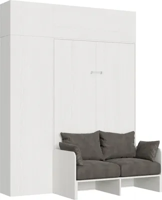Produktbild von Itamoby -  Bett 140 Sofà Kentaro Esche weiß mit Säule - Hängeschrank - Hängeschrank über Säule Klappbett