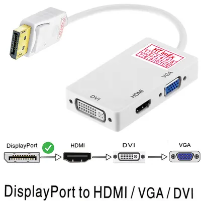 Produktbild von Adapter Konverter DisplayPort 1.2 Stecker auf HDMI/DVI/VGA anschluss DE