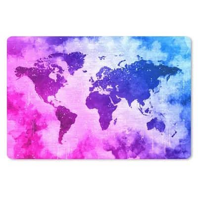 Produktbild von MuchoWow® Schreibtischunterlage Weltkarte - Rosa - Lila 60x40 cm - XXL Mauspad - Großes Mauspad