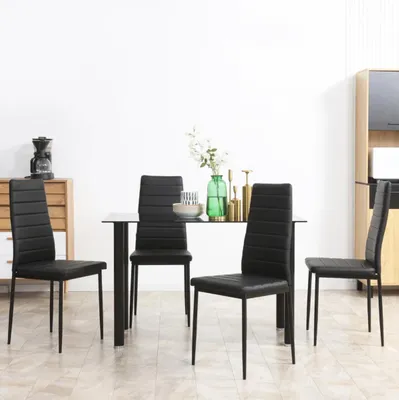 Produktbild von 5-tlg. Essgruppe Sitzgruppe Esstisch mit 4 Stühlen, modernes Design, Glastisch