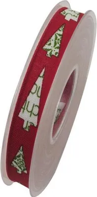 Produktbild von Schleifenband mit Drahtkante TANNE 15mm rot grün (1m=0,35EUR) 20m Rolle Goldina