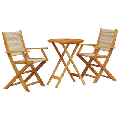 Produktbild von vidaXL 3-tlg. Bistro-Set Beige Polypropylen und Massivholz