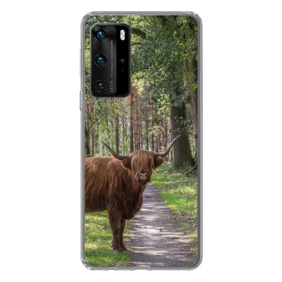 Produktbild von MuchoWow® Handyhülle Schutzhülle Hülle für Huawei P40 Pro Schottischer Highlander - Kröte - Baum Silikon Softcase Handy Hülle - Schutz