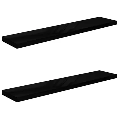 Produktbild von Schweberegale 2 Stk. Hochglanz-Schwarz 120x23,5x3,8 cm MDF