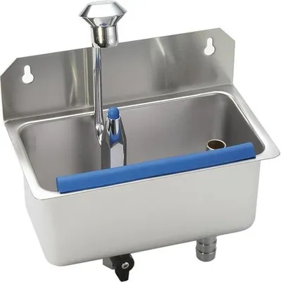 Produktbild von Knopfwaschbecken mit Waschsystem zur Wandmontage der Profi Line Arbeitsplatte 220 x 120 x 90 mm - Hendi 755174