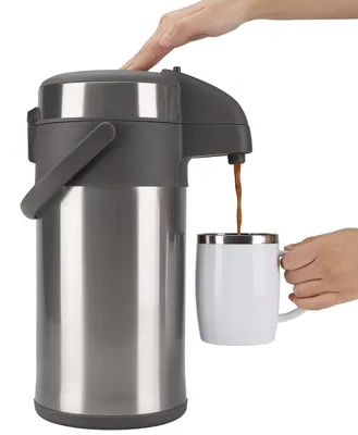 Isolierkanne mit Pumpe, 4 L, Edelstahl, doppelwandig, Silber