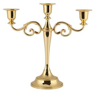 3-armiger Kerzenhalter aus Metall, Gold, 25 cm, für Hochzeit & Wohnen