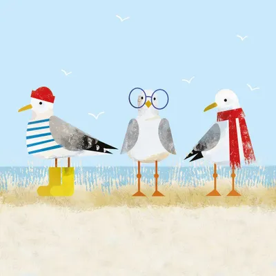 Produktbild von 20 Servietten Sassy Seagulls - Witzige Möwen am Strand 33x33cm