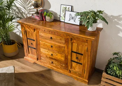 Produktbild von MASSIVMOEBEL24 Sideboard Akazie 150x45x89 honig lackiert OXFORD #0513