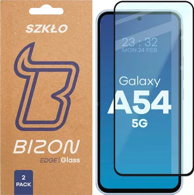 Produktbild von 2x Gehärtetes Glas für Galaxy A54 5G, Bizon Glass Edge Duo, Schwarzer Rahmen