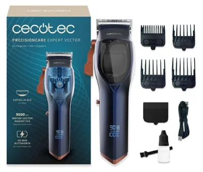 Imagen del producto de Cortapelos Cecotec PrecisionCare Expert Vector, con motor vectorial magnético. 9200 rpm, 4 peines, cuchilla de acero inoxidable DLC
