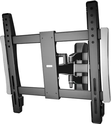 A black and gray TV wall mount is shown against a white background.
